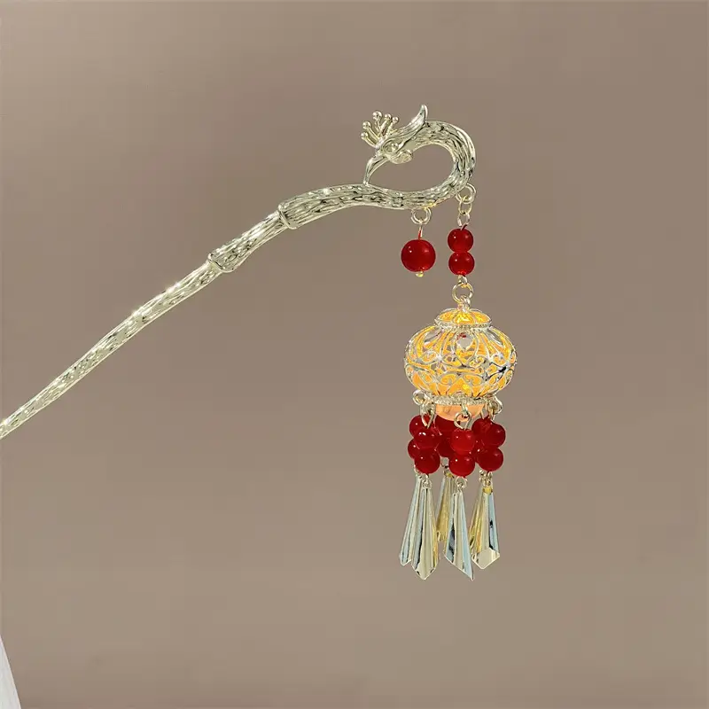 Glowing Antique Hairpin with Pearl Tassel & Light - Image 45