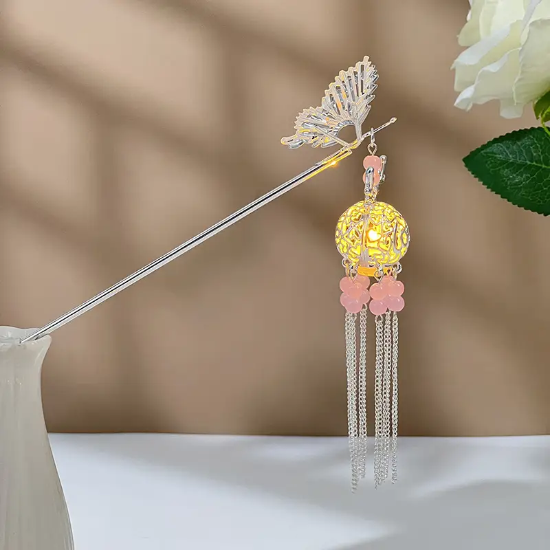 Glowing Antique Hairpin with Pearl Tassel & Light - Image 59