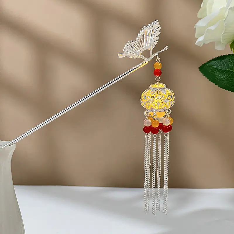 Glowing Antique Hairpin with Pearl Tassel & Light - Image 60