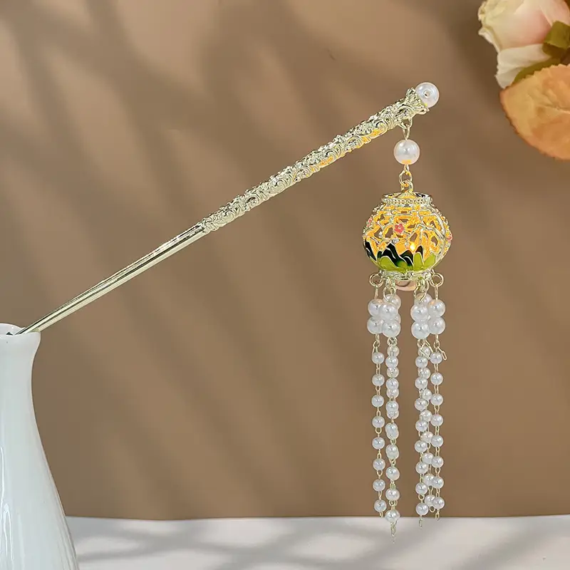 Glowing Antique Hairpin with Pearl Tassel & Light - Image 68