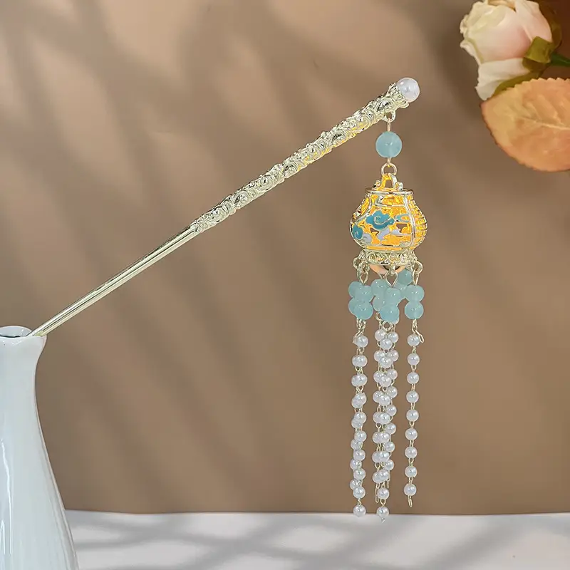 Glowing Antique Hairpin with Pearl Tassel & Light - Image 69