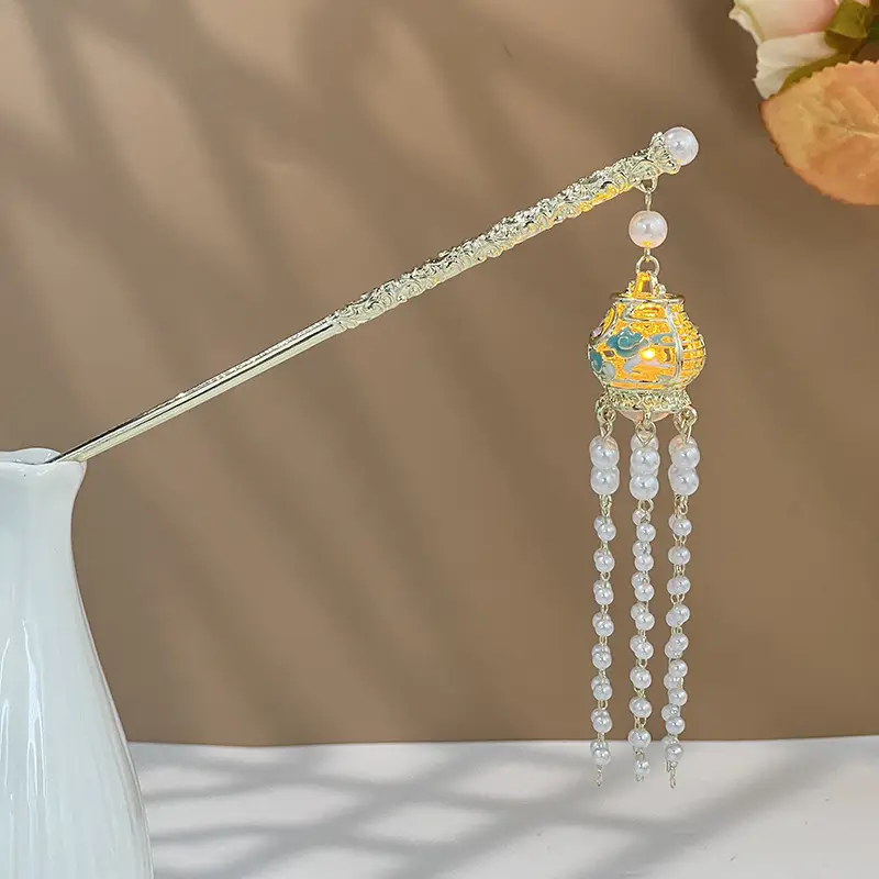 Glowing Antique Hairpin with Pearl Tassel & Light - Image 70