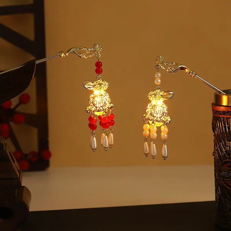 Glowing Antique Hairpin with Red Tassels for Women - Image 94