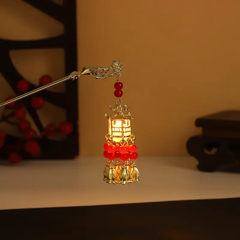 Glowing Antique Hairpin with Red Tassels for Women - Image 10