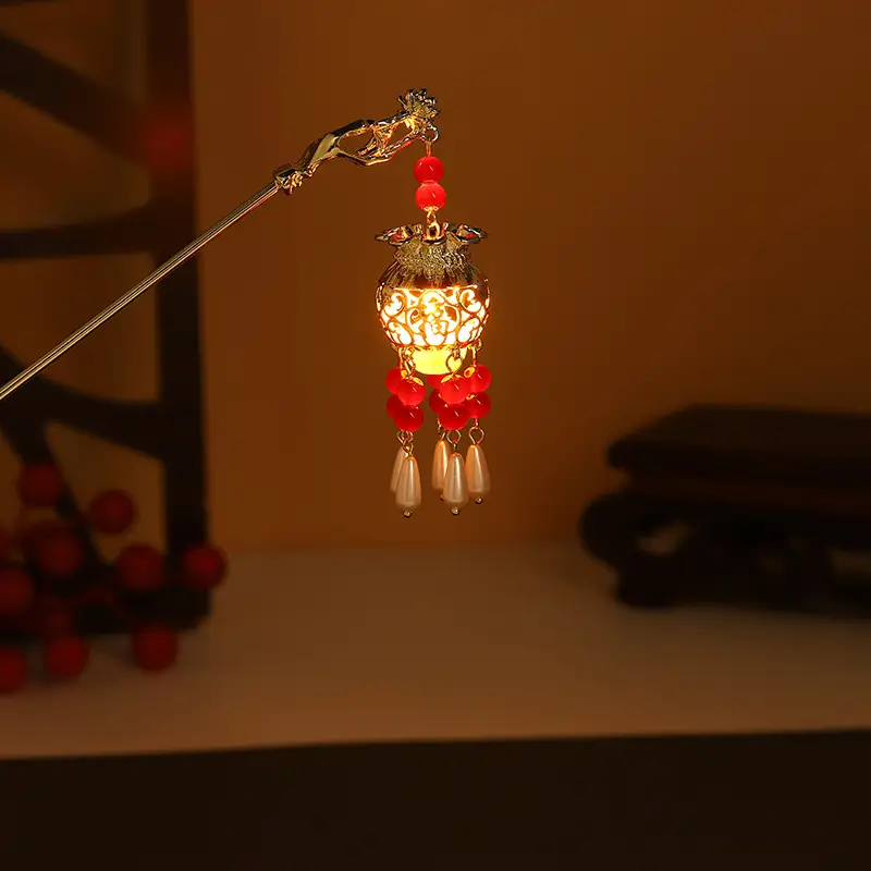 Glowing Antique Hairpin with Red Tassels for Women - Image 14