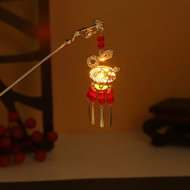 Glowing Antique Hairpin with Red Tassels for Women - Image 24