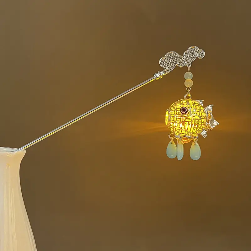 Glowing Antique Hairpin with Red Tassels for Women - Image 80