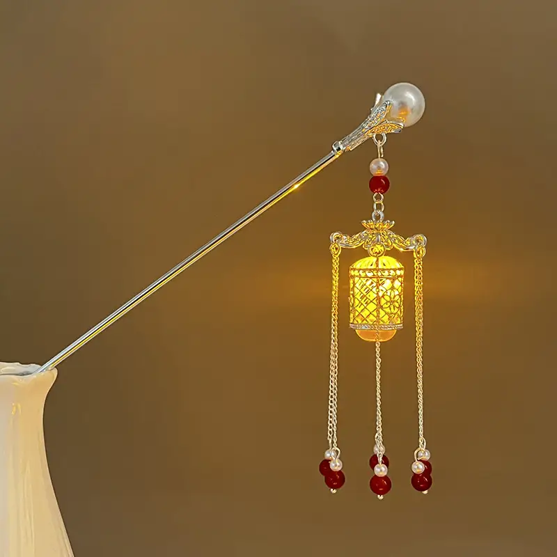 Glowing Antique Hairpin with Red Tassels for Women - Image 81