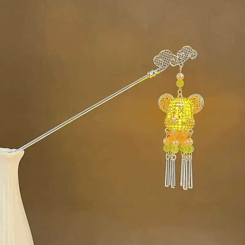 Glowing Antique Hairpin with Red Tassels for Women - Image 86