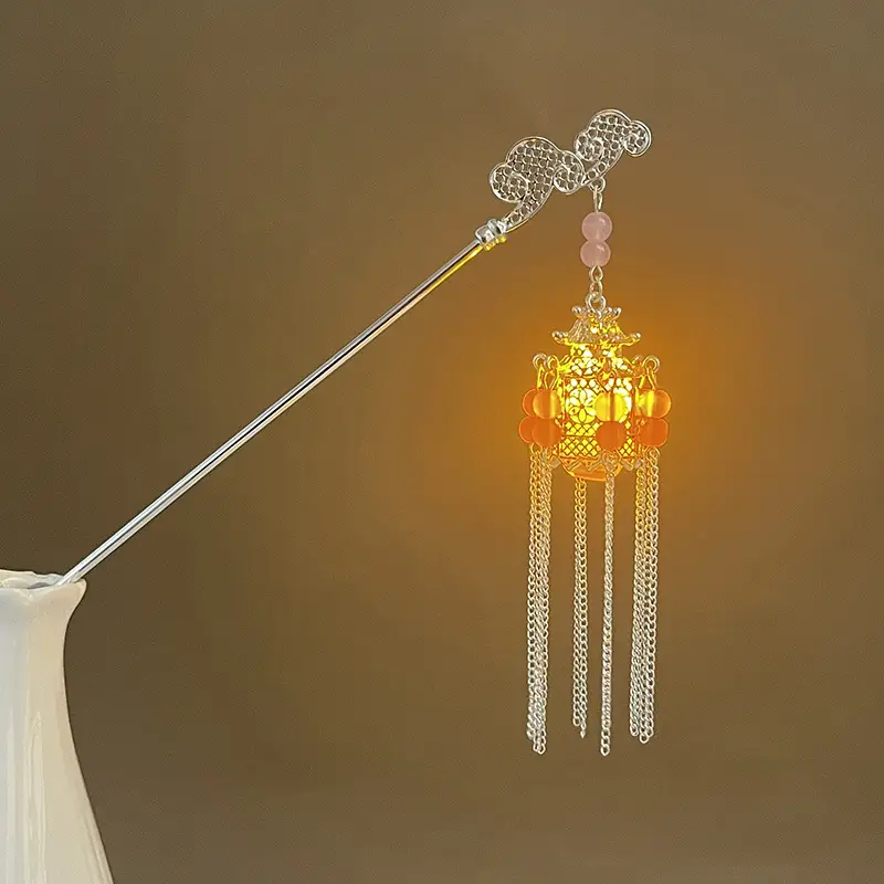 Glowing Antique Hairpin with Red Tassels for Women - Image 87