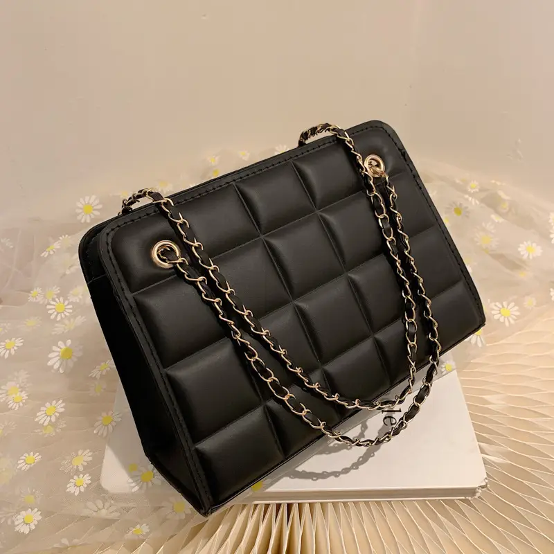 White Quilted Chain Shoulder Bag with Red Heart Detail