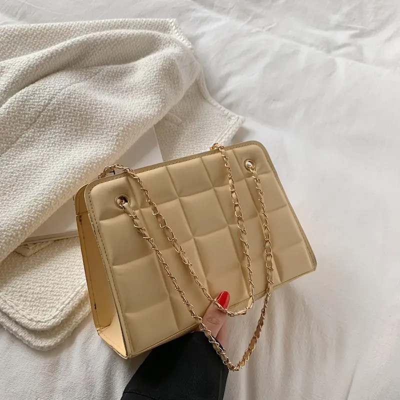 White Quilted Chain Shoulder Bag with Red Heart Detail