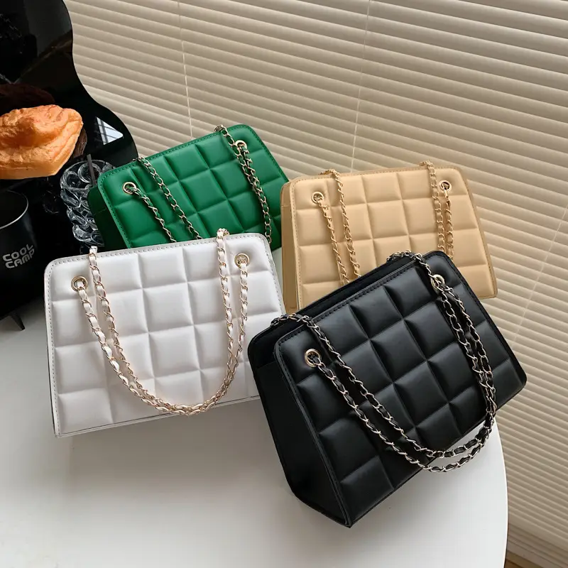 White Quilted Chain Shoulder Bag with Red Heart Detail