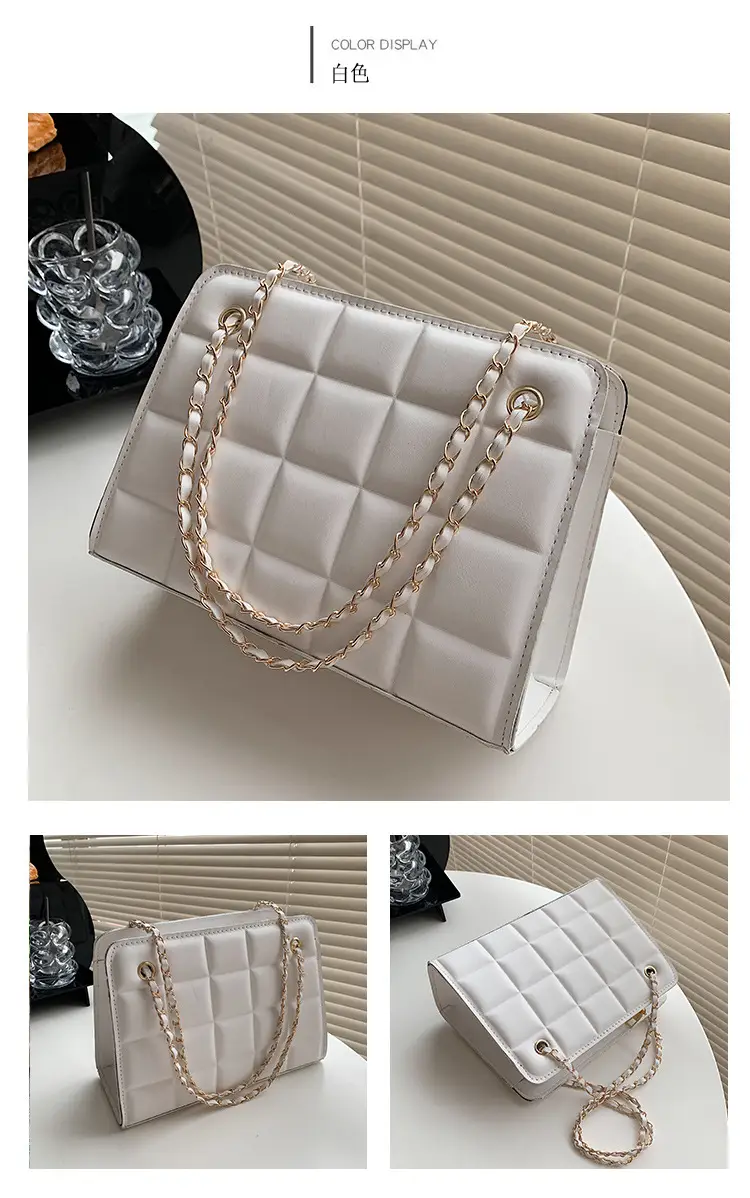 White Quilted Chain Shoulder Bag with Red Heart Detail — feature 24