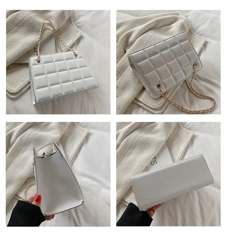 White Quilted Chain Shoulder Bag with Red Heart Detail — feature 8