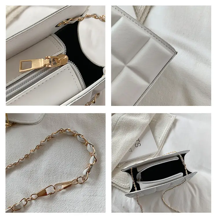 White Quilted Chain Shoulder Bag with Red Heart Detail — feature 9