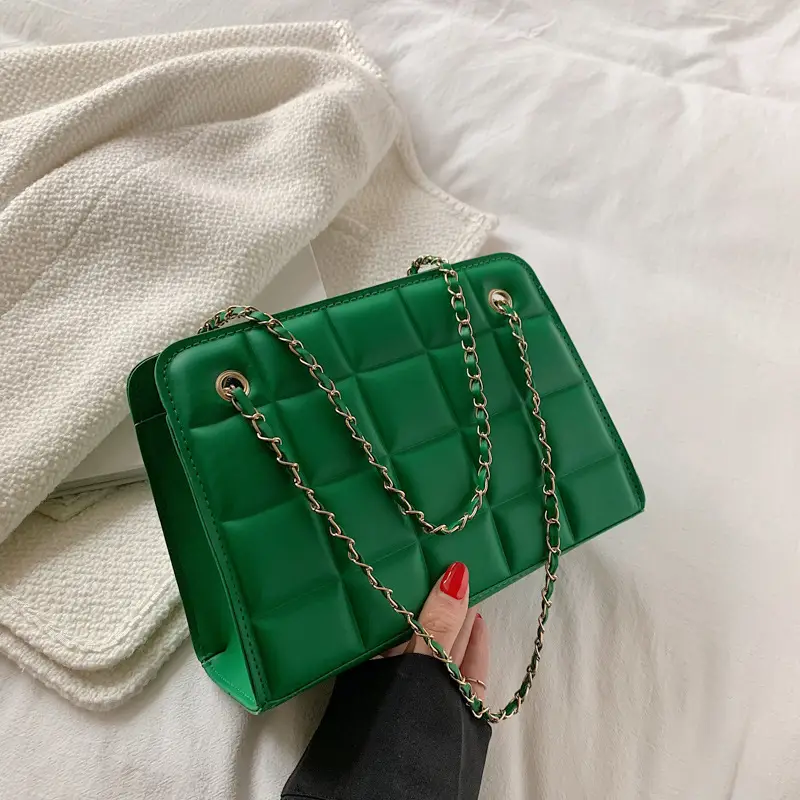 White Quilted Chain Shoulder Bag with Red Heart Detail