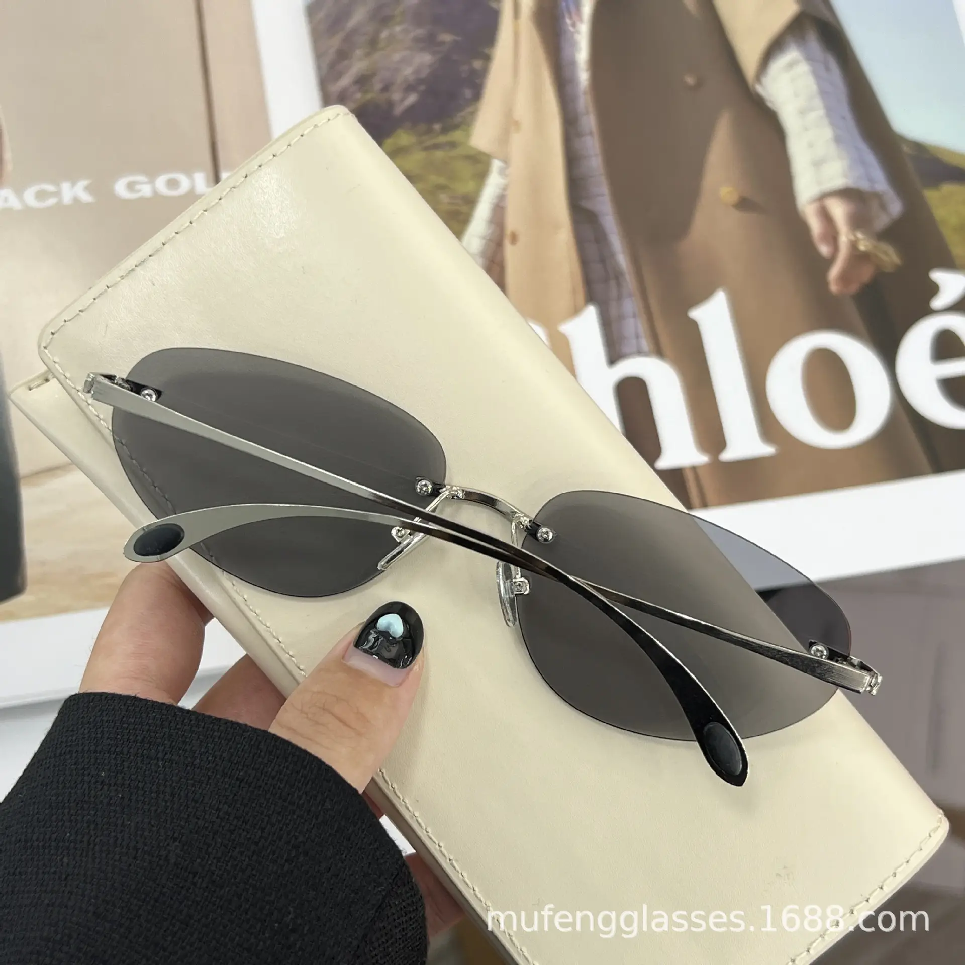 Luxury Rimless Sunglasses Y2K Futuristic Korean Style — feature 10