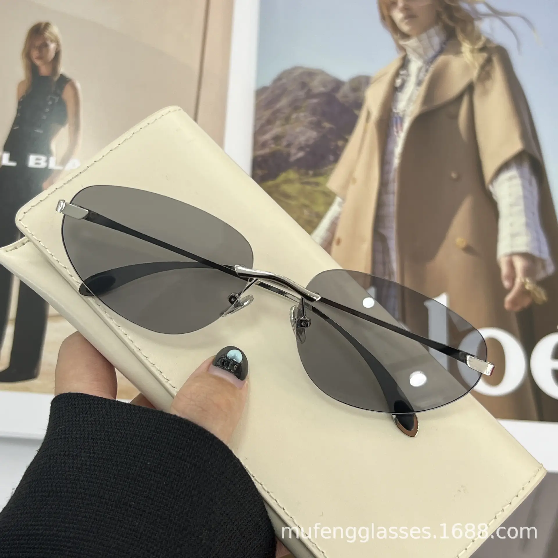 Luxury Rimless Sunglasses Y2K Futuristic Korean Style — feature 9