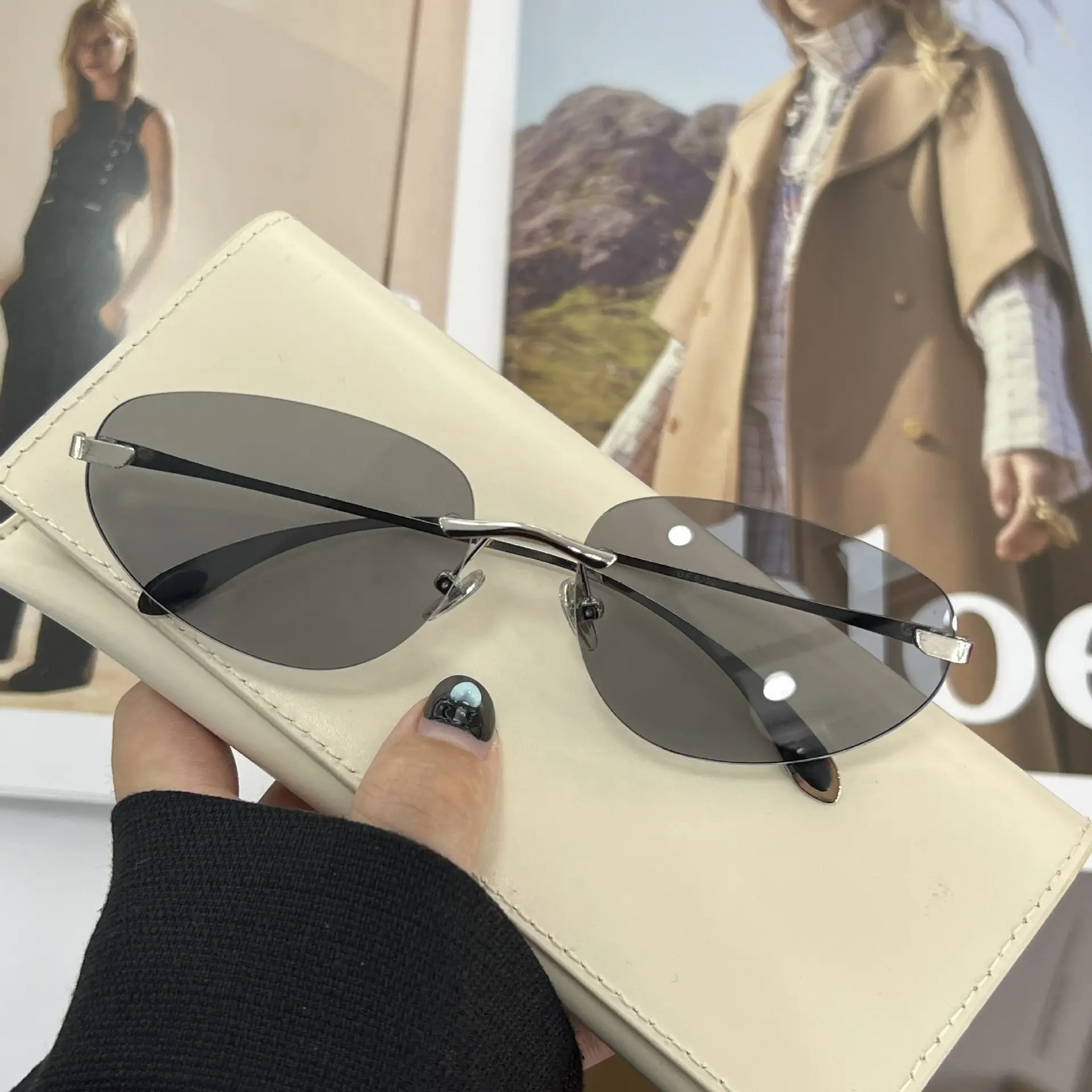 Luxury Rimless Sunglasses Y2K Futuristic Korean Style