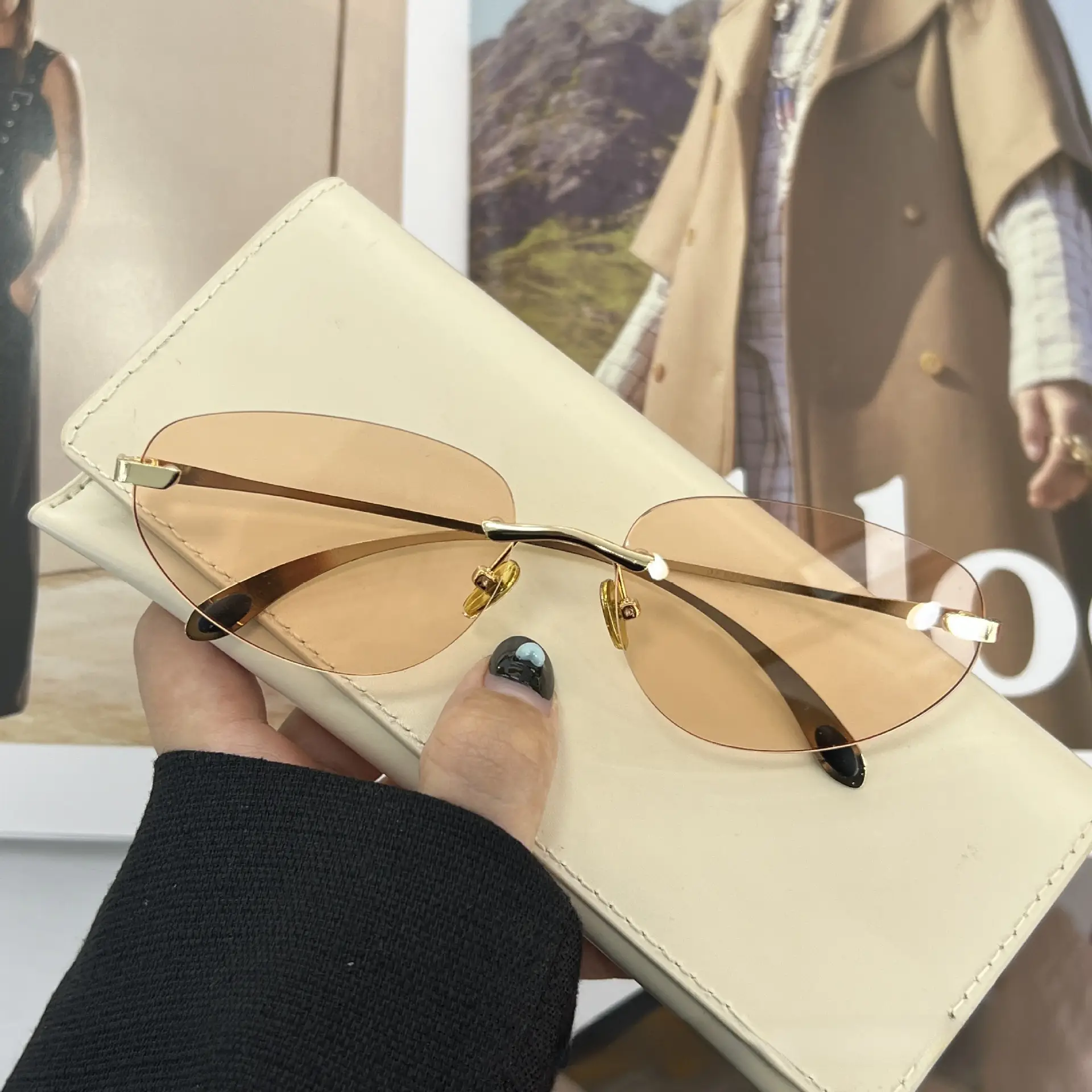 Luxury Rimless Sunglasses Y2K Futuristic Korean Style - Image 4