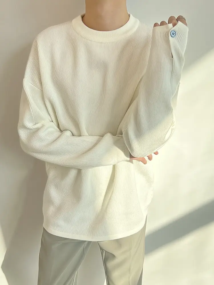 Men's Grey Loose Neck Sweater Winter Pullover - Image 6