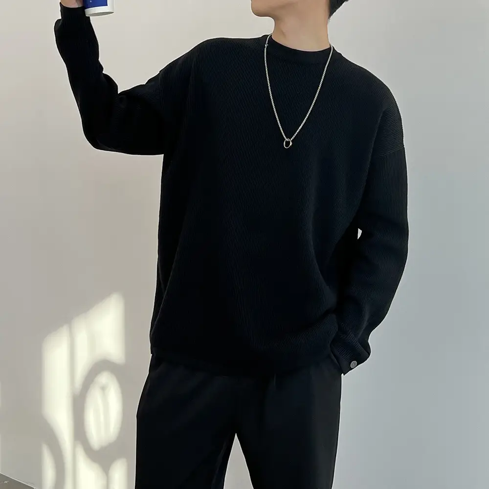 Men's Grey Loose Neck Sweater Winter Pullover — feature 11