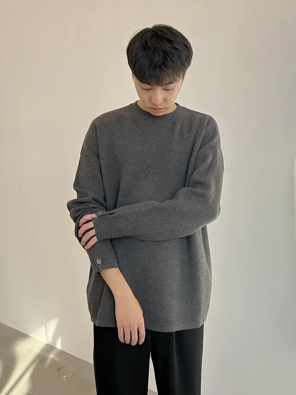 Men's Grey Loose Neck Sweater Winter Pullover — feature 16
