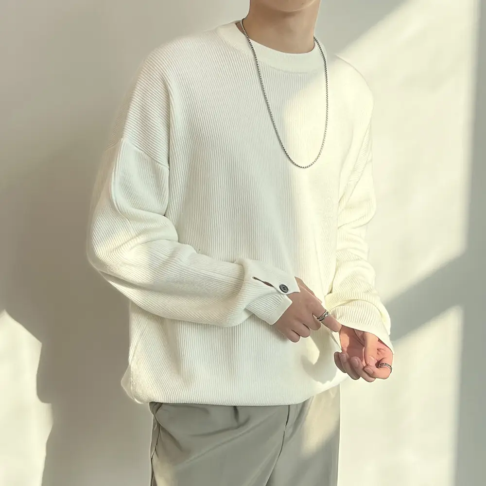 Men's Grey Loose Neck Sweater Winter Pullover — feature 5