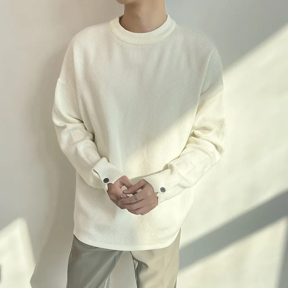 Men's Grey Loose Neck Sweater Winter Pullover — feature 6
