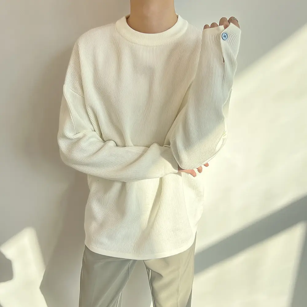 Men's Grey Loose Neck Sweater Winter Pullover — feature 7
