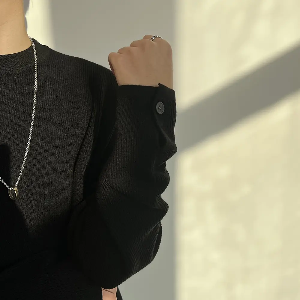 Men's Grey Loose Neck Sweater Winter Pullover — feature 8