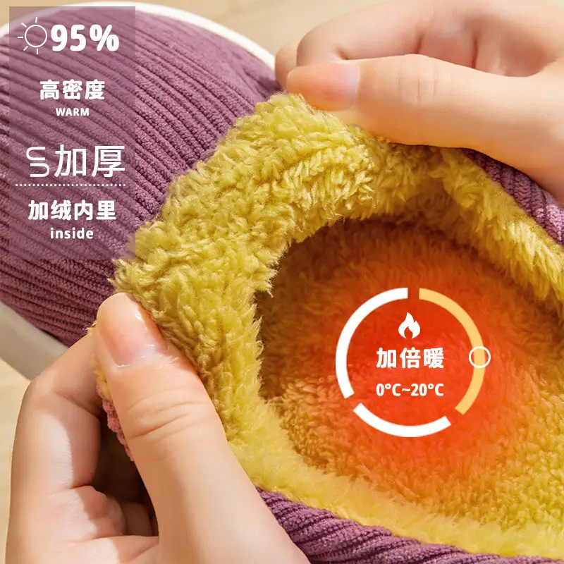 Huili Slippers Autumn and Winter Women's Maomao Slippers Thick Bottom Dung Slip-on Couple Indoor Home Men's Winter Cotton Slippers
