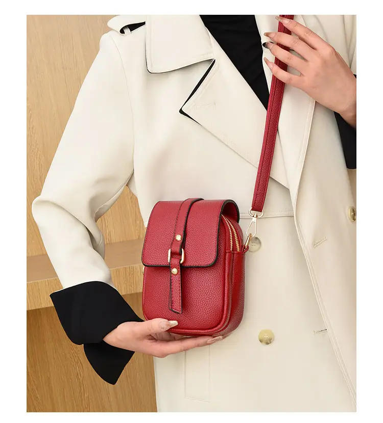 Women's Grey Crossbody Phone Bag with Multi-Flap Pocket — feature 11