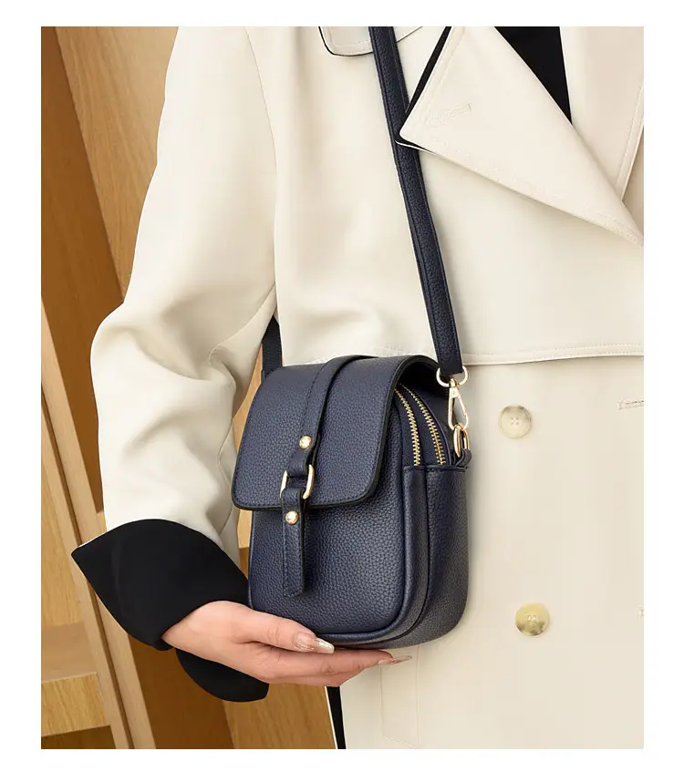 Women's Grey Crossbody Phone Bag with Multi-Flap Pocket — feature 14
