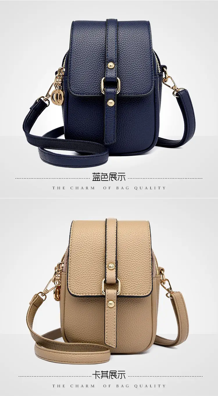 Women's Grey Crossbody Phone Bag with Multi-Flap Pocket — feature 21