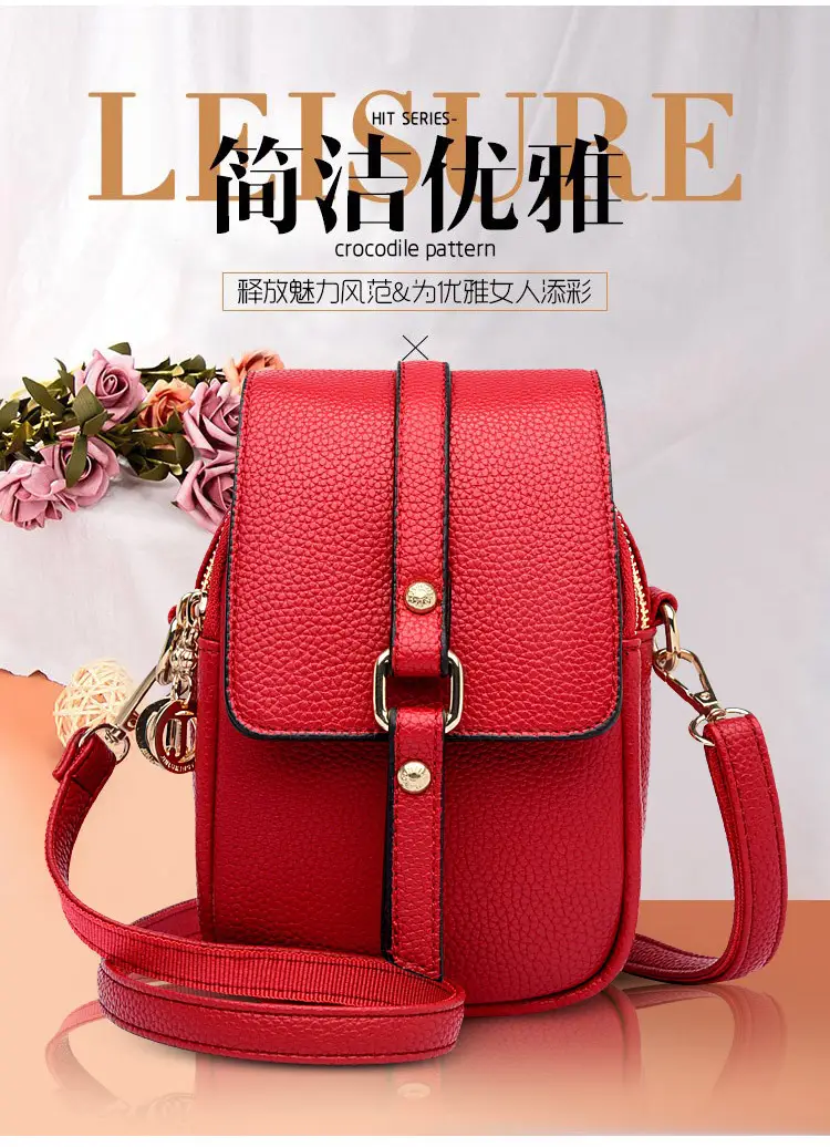 Women's Grey Crossbody Phone Bag with Multi-Flap Pocket — feature 3