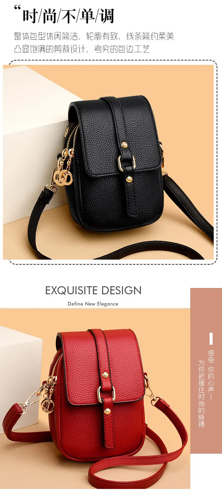 Women's Grey Crossbody Phone Bag with Multi-Flap Pocket — feature 5
