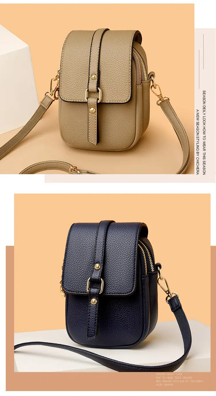 Women's Grey Crossbody Phone Bag with Multi-Flap Pocket — feature 9