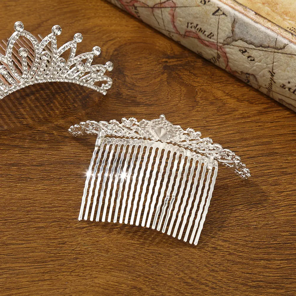 Bridal Crown Hair Accessory Silver Hairpin for Bun Hairstyle - Image 48