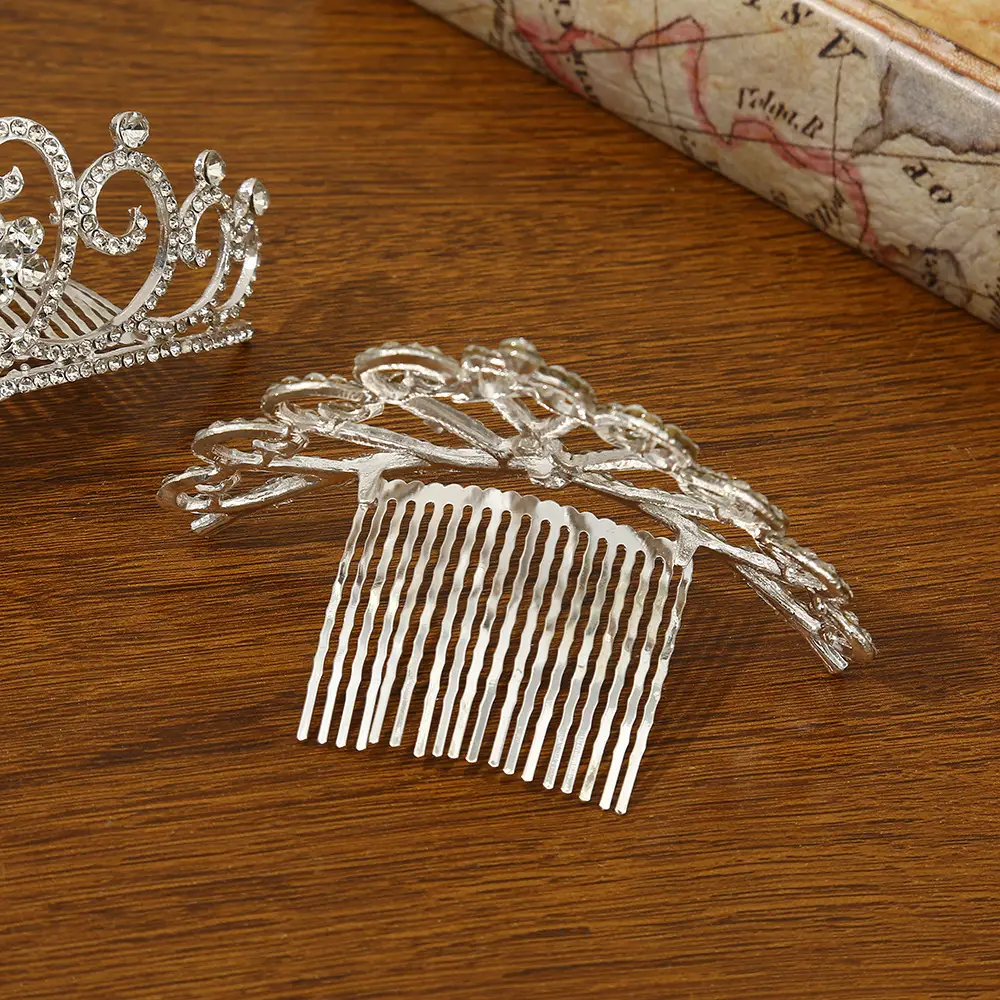 Bridal Crown Hair Accessory Silver Hairpin for Bun Hairstyle — feature 21