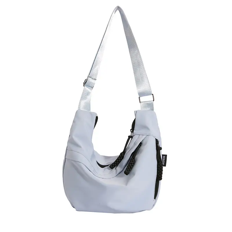 Women's White Korean Style Shoulder Bag with Zip Closure