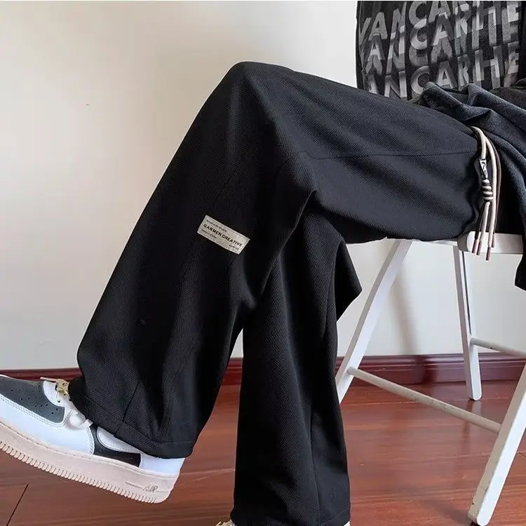 Men Fleece Lined Wide Leg Pants Black Plus Size 2023 - Image 9