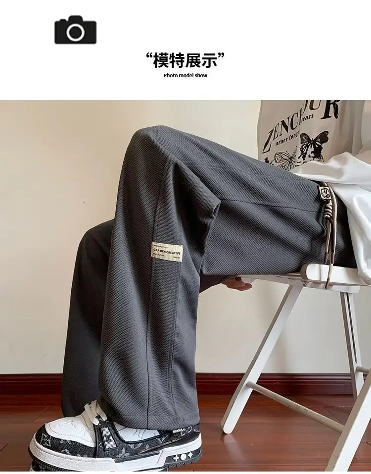 Men Fleece Lined Wide Leg Pants Black Plus Size 2023 — feature 4