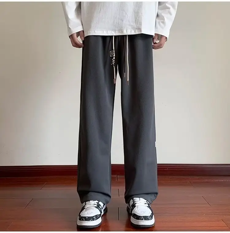 Men Fleece Lined Wide Leg Pants Black Plus Size 2023 — feature 9