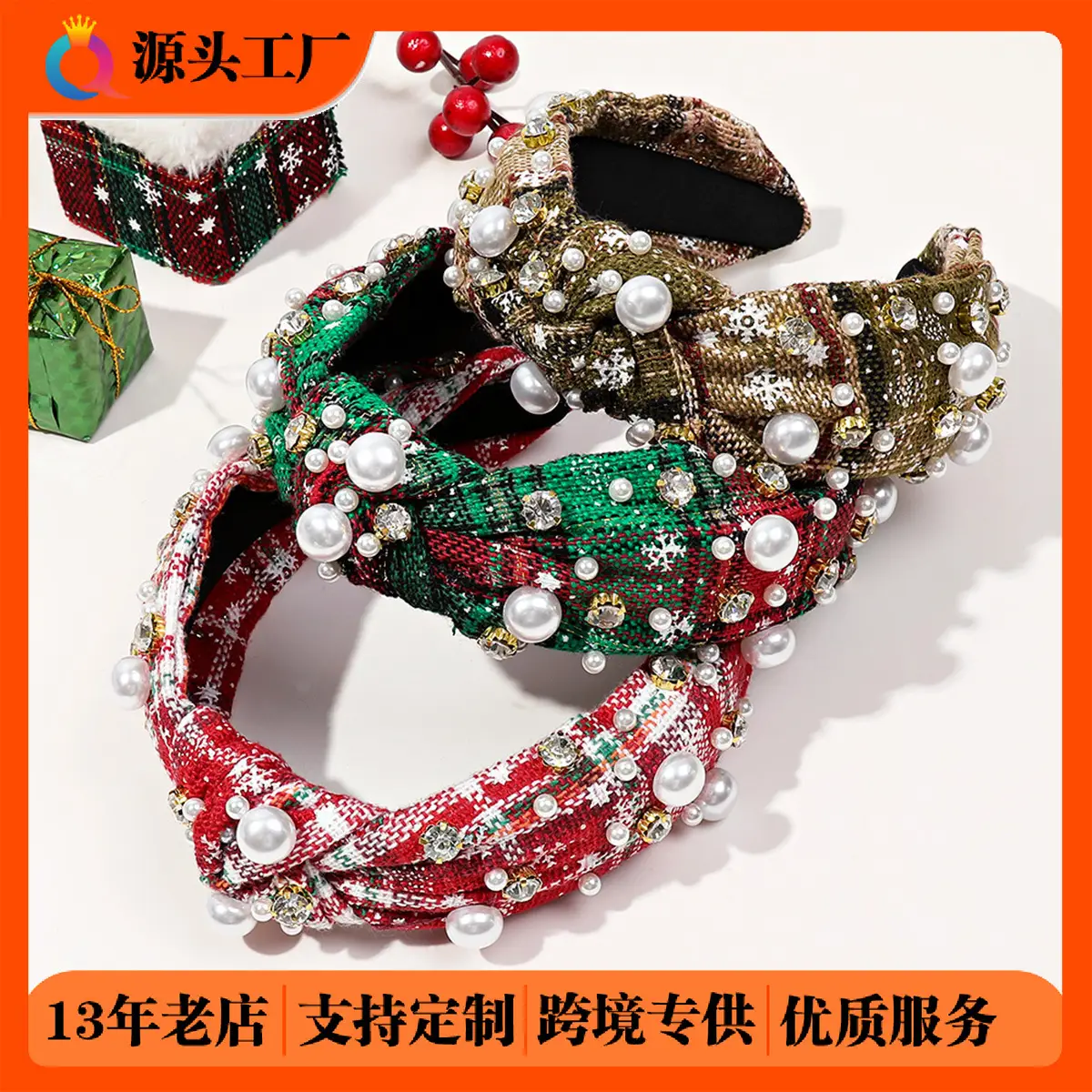 Christmas Headband Set with Diamond Embellishments for Girls - Image 8