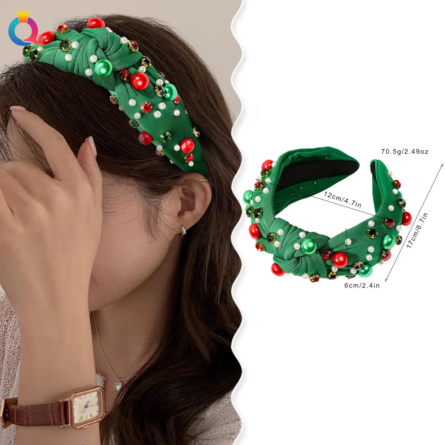 Christmas Headband Set with Diamond Embellishments for Girls - Image 10