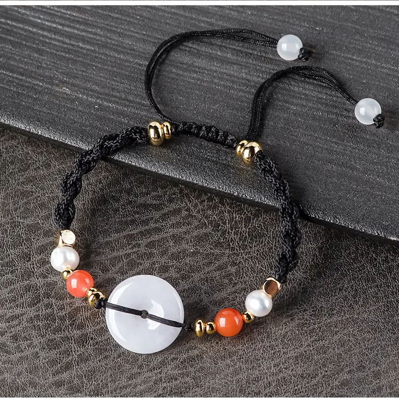 Jade Safety Buckle Bracelet Women Red White — feature 10