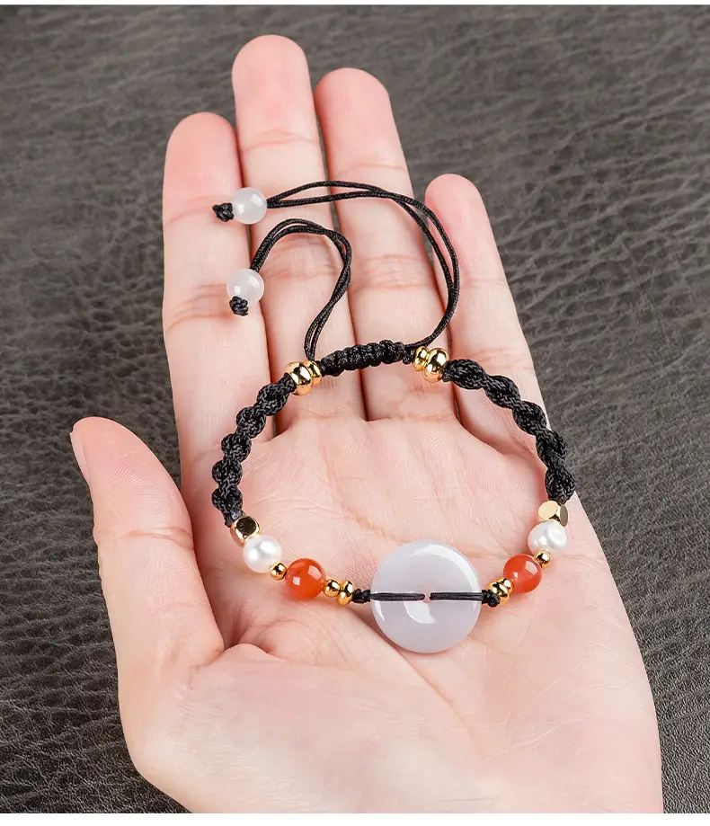 Jade Safety Buckle Bracelet Women Red White — feature 12