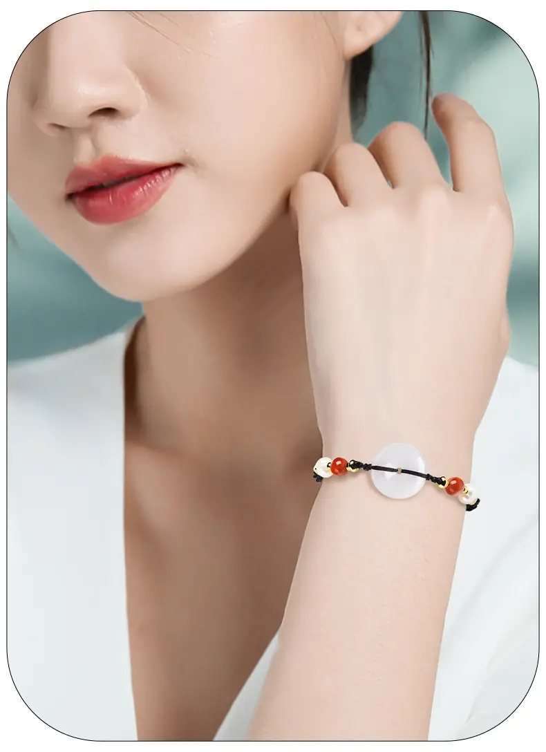 Jade Safety Buckle Bracelet Women Red White — feature 13